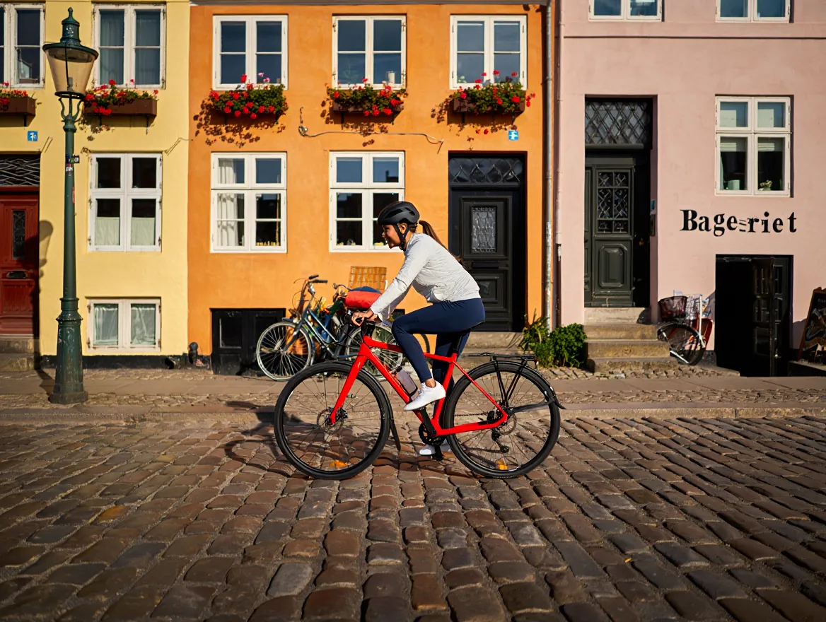 Cyklist kører gennem København